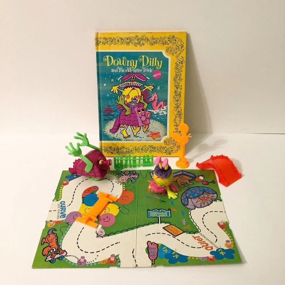 Vintage 1969 Mattel Upsy Downsy Downy Dilly Playset with Board and Book